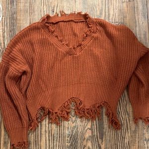Medium Shein sweater with frayed edges brown